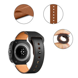 Tech-Protect Leatherfit dirželis, skirtas Samsung Galaxy Watch Ultra (47 mm) - juodas