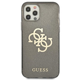 Guess Glitter 4G Big Logo dėklas, skirtas iPhone 12 Pro Max - juodas