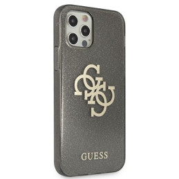 Guess Glitter 4G Big Logo dėklas, skirtas iPhone 12 Pro Max - juodas