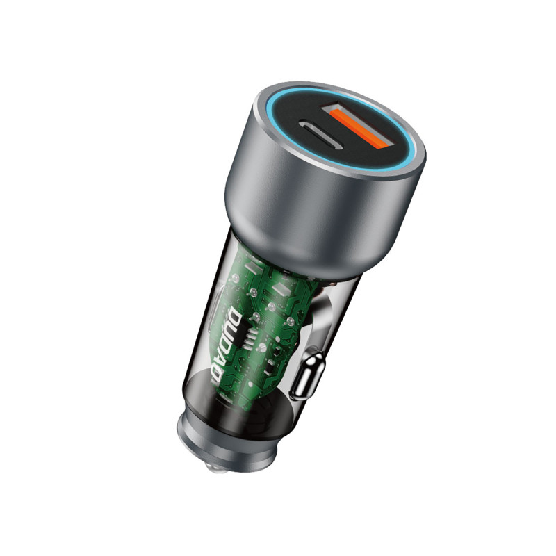 Dudao R4T 30W USB-A / USB-C automobilinis įkroviklis - pilkas