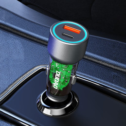 Dudao R4T 30W USB-A / USB-C automobilinis įkroviklis - pilkas