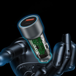Dudao R4T 30W USB-A / USB-C automobilinis įkroviklis - pilkas