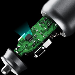 Dudao R4T 30W USB-A / USB-C automobilinis įkroviklis - pilkas