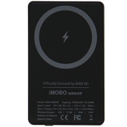 Audi Big Logo MagSafe indukcinis maitinimo blokas 15W 5000mAh - pilkas