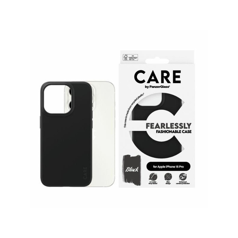 CARE by PanzerGlass Fearlessly madingas dėklas, skirtas iPhone 15 Pro – juodas
