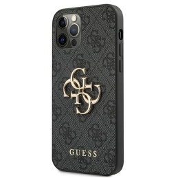 Guess 4G Big Metal Logo dėklas, skirtas iPhone 12 / iPhone 12 Pro - pilkas