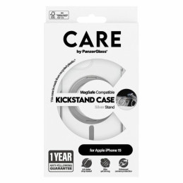 CARE by PanzerGlass Kickstand Dėklas MagSafe, skirtas iPhone 15 – sidabrinis