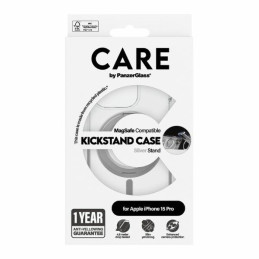 CARE by PanzerGlass Kickstand Case MagSafe, skirtas iPhone 15 Pro – sidabrinis