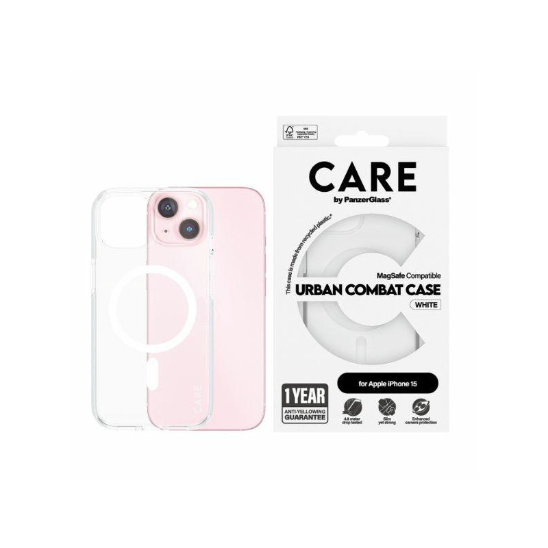 CARE by PanzerGlass Urban Combat Case MagSafe dėklas iPhone 15 - baltas