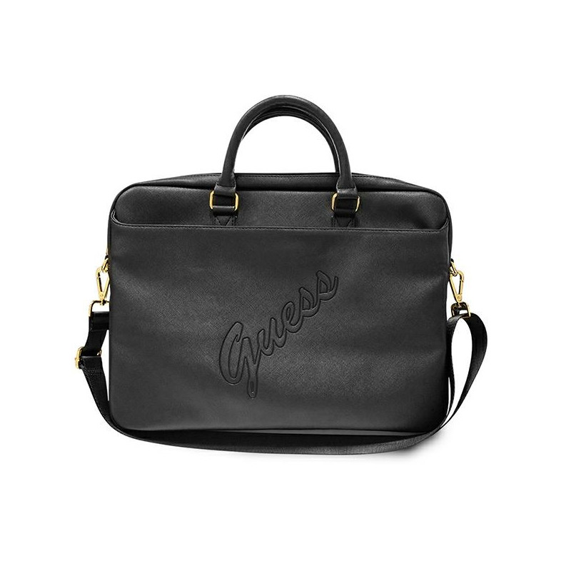 Guess Saffiano Script krepšys 16" nešiojamam kompiuteriui - juodas