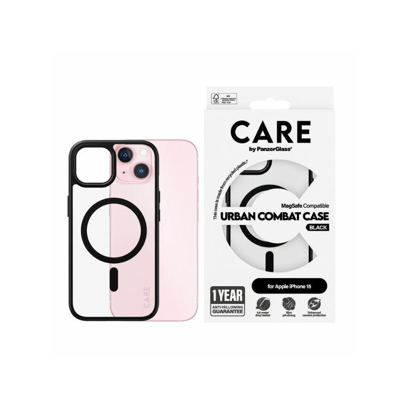 CARE by PanzerGlass Urban Combat Case MagSafe dėklas iPhone 15 - juodas