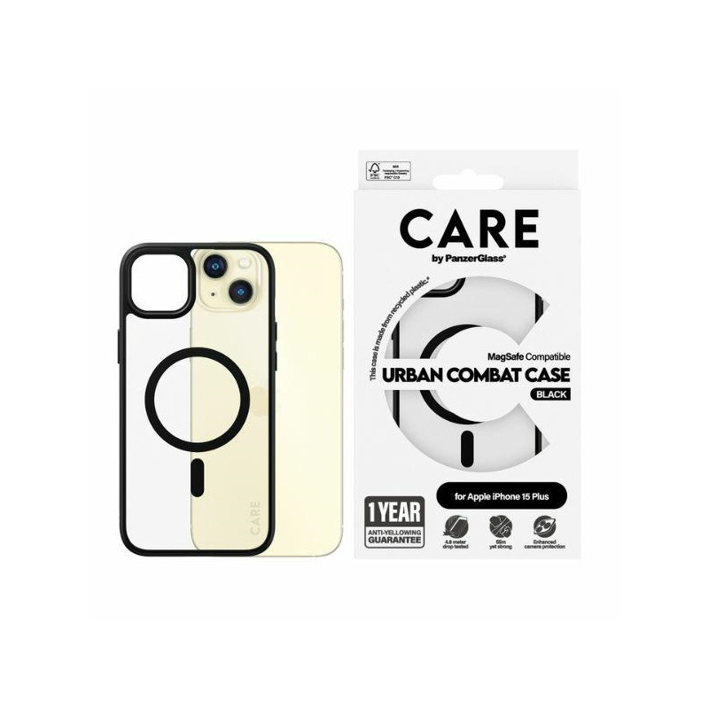 CARE by PanzerGlass Urban Combat Case MagSafe dėklas iPhone 15 Plus - juodas