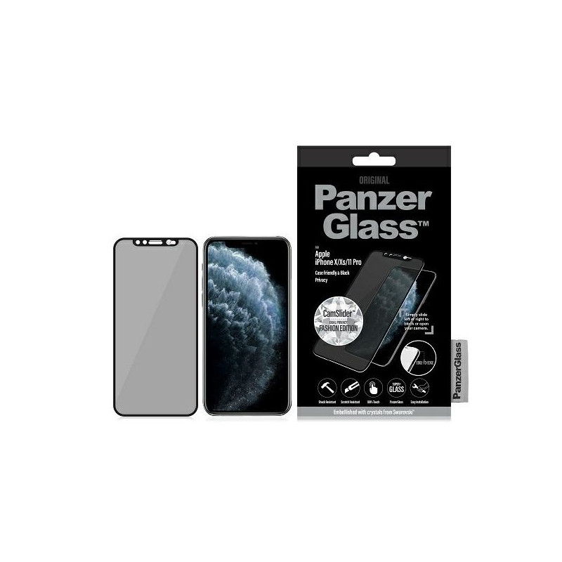 PanzerGlass E2E Super+ grūdintas stiklas, skirtas iPhone X/ XS/ 11 Pro - juodas