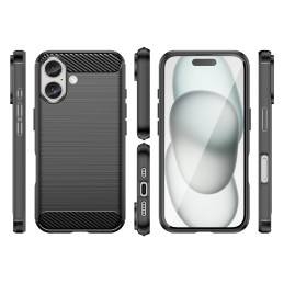 Carbon Case silikoninis dėklas iPhone 16 - juodas