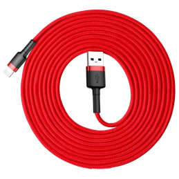 Baseus Cafule USB-A / Lightning 2A QC 3.0 kabelis 3 m - raudonas