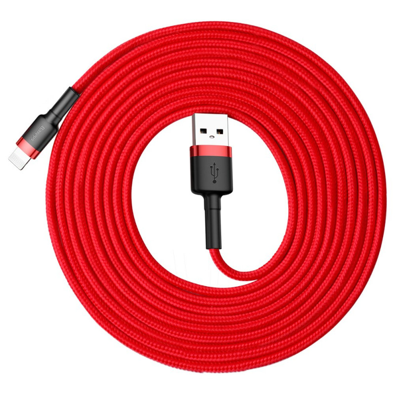 Baseus Cafule USB-A / Lightning 2A QC 3.0 kabelis 3 m - raudonas