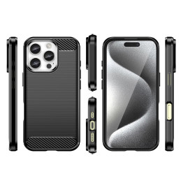 Carbon Case silikoninis dėklas iPhone 16 Pro - juodas