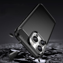 Carbon Case silikoninis dėklas iPhone 16 Pro - juodas