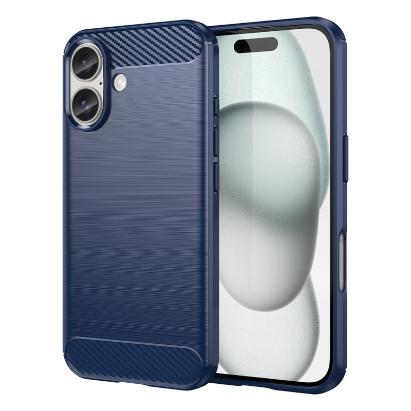 Carbon Case silikoninis dėklas iPhone 16 Plus - mėlynas