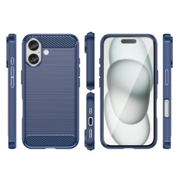 Carbon Case silikoninis dėklas iPhone 16 Plus - mėlynas