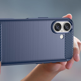 Carbon Case silikoninis dėklas iPhone 16 Plus - mėlynas