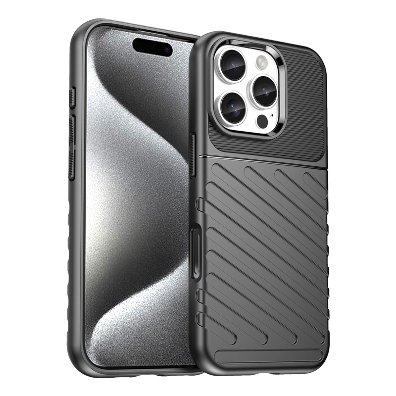 Thunder Case silikoninis dėklas iPhone 16 Pro Max - juodas