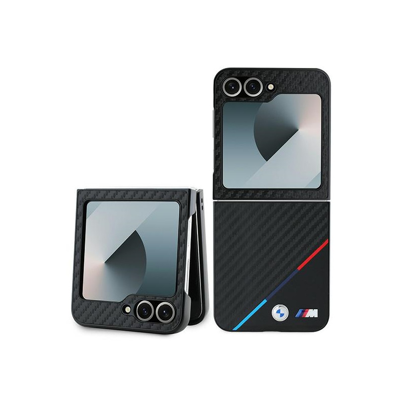 BMW Carbon Tricolor dėklas, skirtas Samsung Galaxy Z Flip 6 - juodas