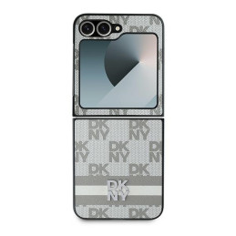 DKNY „Samsung Galxy Z Flip 6“ languotas raštas su spausdintomis juostelėmis - smėlio spalvos