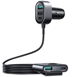 Joyroom automobilinis įkroviklis 2xPD + 2xQC3.0 72W 1.5m juodas (JR-CL05)