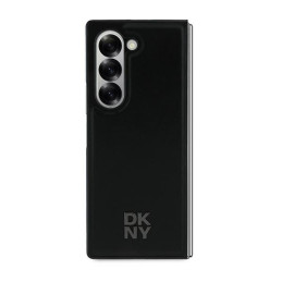 DKNY Magsafe Plain Leather Metal Stack Logo dėklas, skirtas Samsung Galaxy Z Fold 6 - juodas