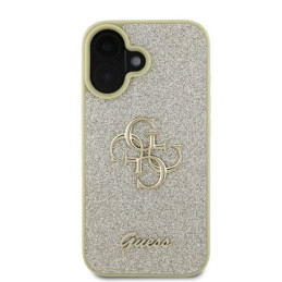 Guess Fixed Glitter Big 4G dėklas iPhone 16 - auksinis