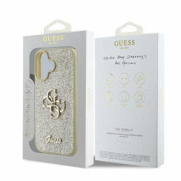 Guess Fixed Glitter Big 4G dėklas iPhone 16 - auksinis