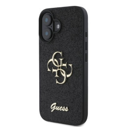 Guess Fixed Glitter Big 4G dėklas iPhone 16 - juodas
