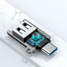 Joyroom USB-A 3.2 Gen 1 (moteriškas) – USB-C (vyriškas) adapteris juodas (S-H151 Black)
