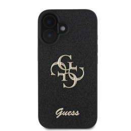 Guess Fixed Glitter Big 4G dėklas iPhone 16 - juodas