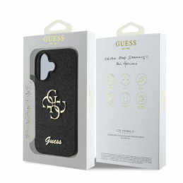 Guess Fixed Glitter Big 4G dėklas iPhone 16 - juodas