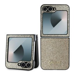 Guess 4G Glitter Script dėklas, skirtas Samsung Galaxy Z Flip 6 - auksinis