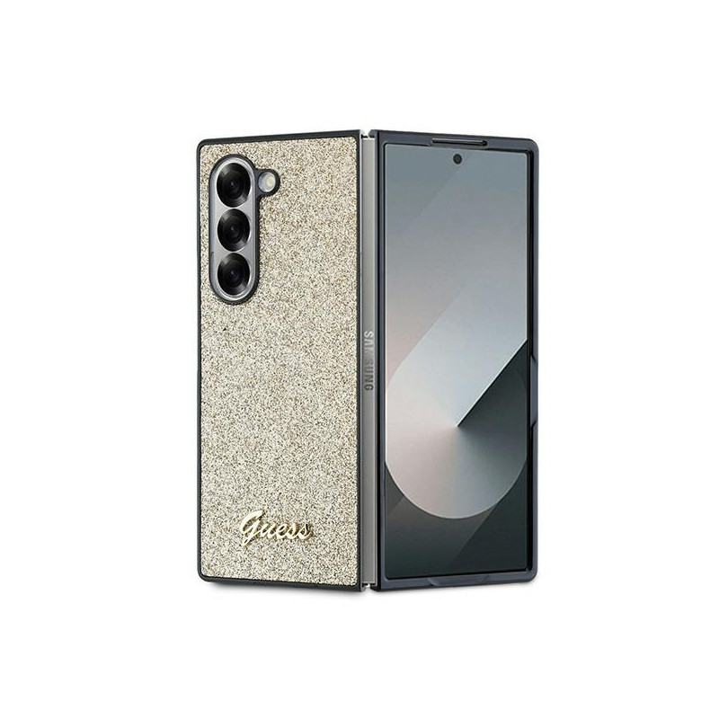Guess 4G Glitter Script dėklas, skirtas Samsung Galaxy Z Fold 6 - auksinis