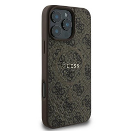 Guess 4G Ring Classic Logo MagSafe dėklas iPhone 16 Pro - rudas