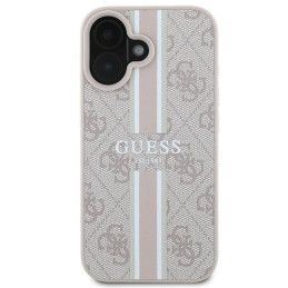 Guess 4G Printed Stripes MagSafe dėklas iPhone 16 Plus - rožinis
