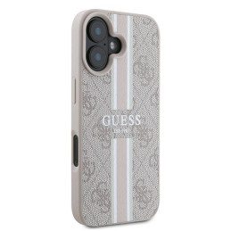 Guess 4G Printed Stripes MagSafe dėklas iPhone 16 Plus - rožinis