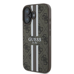 Guess 4G Printed Stripes MagSafe dėklas iPhone 16 Plus - rudas