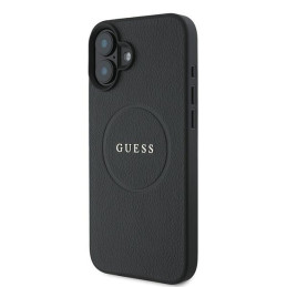 Guess Grained Gold Ring MagSafe dėklas iPhone 16 Plus - juodas