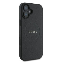 Guess Grained Gold Ring MagSafe dėklas iPhone 16 Plus - juodas