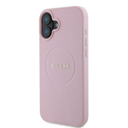 Guess Grained Gold Ring MagSafe dėklas iPhone 16 Plus - rožinis