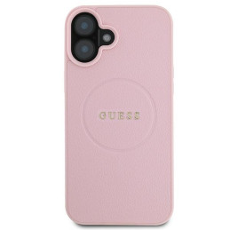 Guess Grained Gold Ring MagSafe dėklas iPhone 16 Plus - rožinis