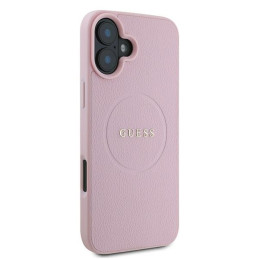 Guess Grained Gold Ring MagSafe dėklas iPhone 16 Plus - rožinis