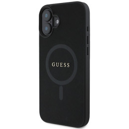 Guess Saffiano Classic Logo MagSafe dėklas iPhone 16 Plus - juodas