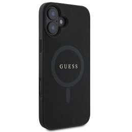 Guess Saffiano Classic Logo MagSafe dėklas iPhone 16 Plus - juodas