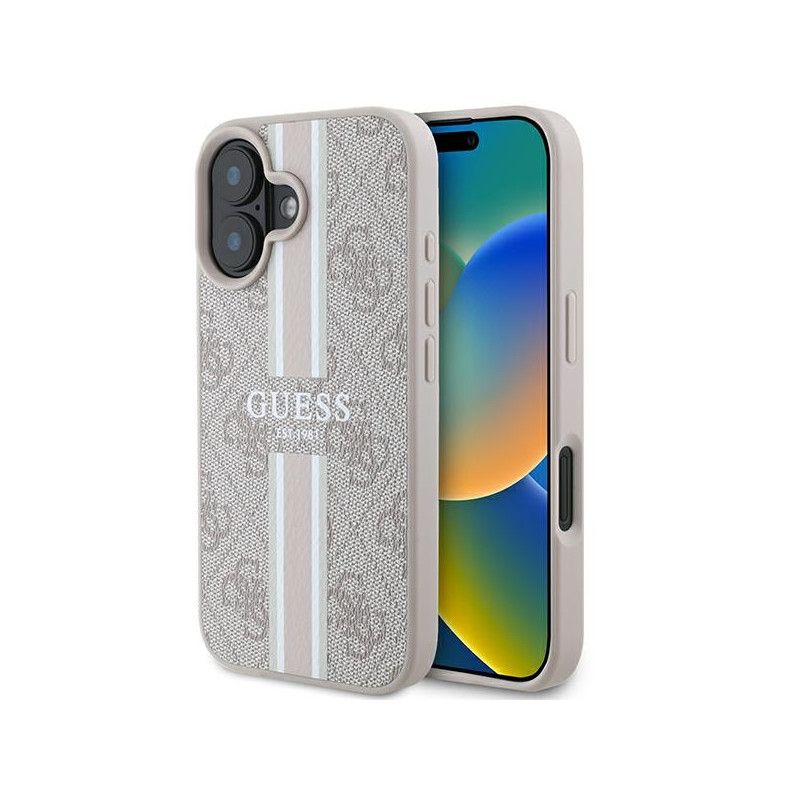 Guess 4G Printed Stripes MagSafe dėklas iPhone 16 - rožinis